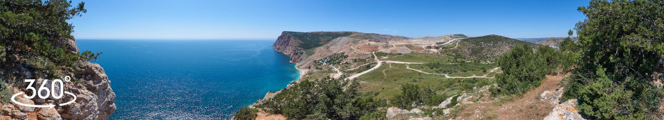 Вид со скалы Мытилино на Василёву балку - 3д панорама 360 градусов
