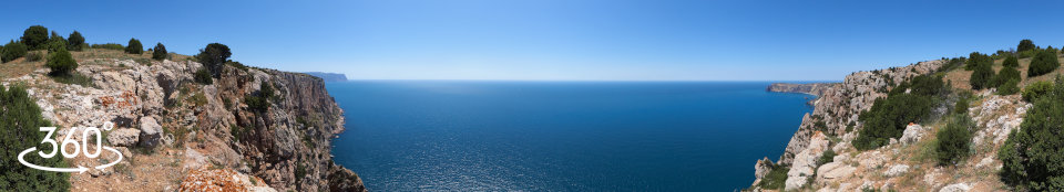 Вид с обрыва высот Кая-баш - панорама 360 градусов