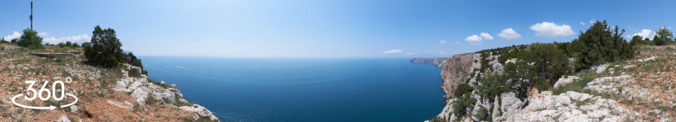 Вид с обрыва высот Кая-баш - панорама 360 градусов
