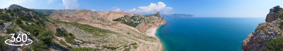 Василёва балка, вид на пляж - 3д панорама 360 градусов