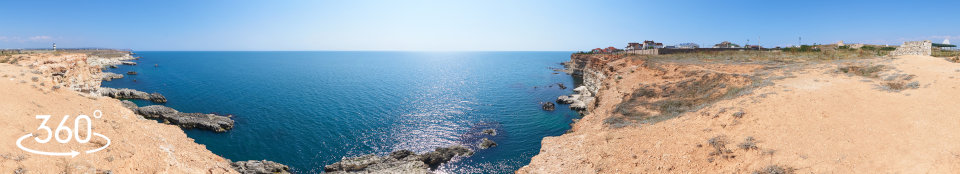 Вид на мыс Феофан и частные пляжи - 3д панорама 360 градусов