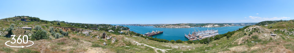 Район Троицкой балки, вид на Севастопольскую бухту - панорама 360 градусов