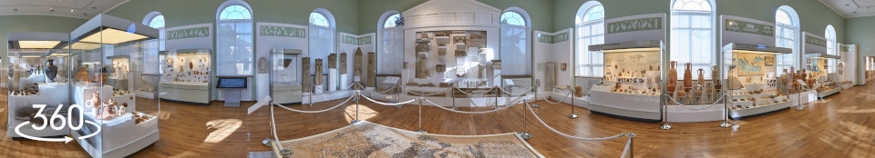 Мозаичный пол из гальки с изображением Афродиты-Пандемос и Афродиты-Урании - панорама 360 градусов