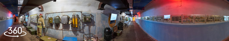 Экспонаты МЧС в Музее гражданской обороны, панорама 360 градусов