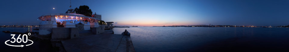 Закат на рейде Севастопольской бухты. Панорама 360 градусов