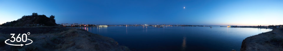 Вид с Радиогорки на Севастопольскую бухту, закат панорамное фото